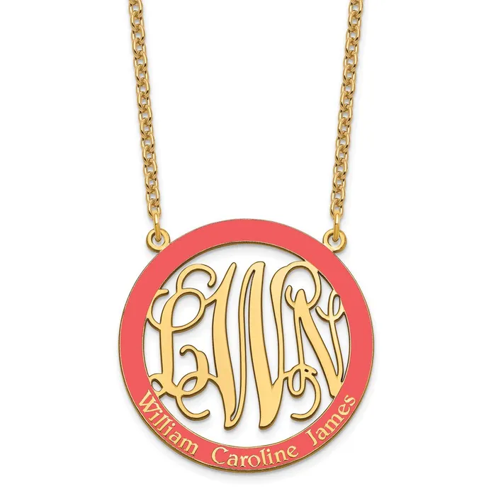 Necklaces Sterling SilverGoldplated Large Epoxied Family Monogram NecklaceWBCXNA572GP WB Choice Jewelry Necklaces Sterling SilverGoldplated Large Epoxied Family Monogram NecklaceWBCXNA572GP WB Choice Jewelry
