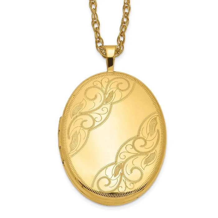 Necklaces WB Choice Jewelry 120 Gold Filled 26mm Swirled Oval Locket NecklaceWBCQLS29518 Necklaces WB Choice Jewelry 120 Gold Filled 26mm Swirled Oval Locket NecklaceWBCQLS29518