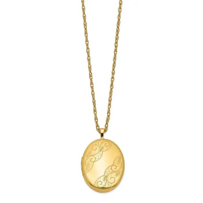 Necklaces WB Choice Jewelry 120 Gold Filled 26mm Swirled Oval Locket NecklaceWBCQLS29518 Necklaces WB Choice Jewelry 120 Gold Filled 26mm Swirled Oval Locket NecklaceWBCQLS29518