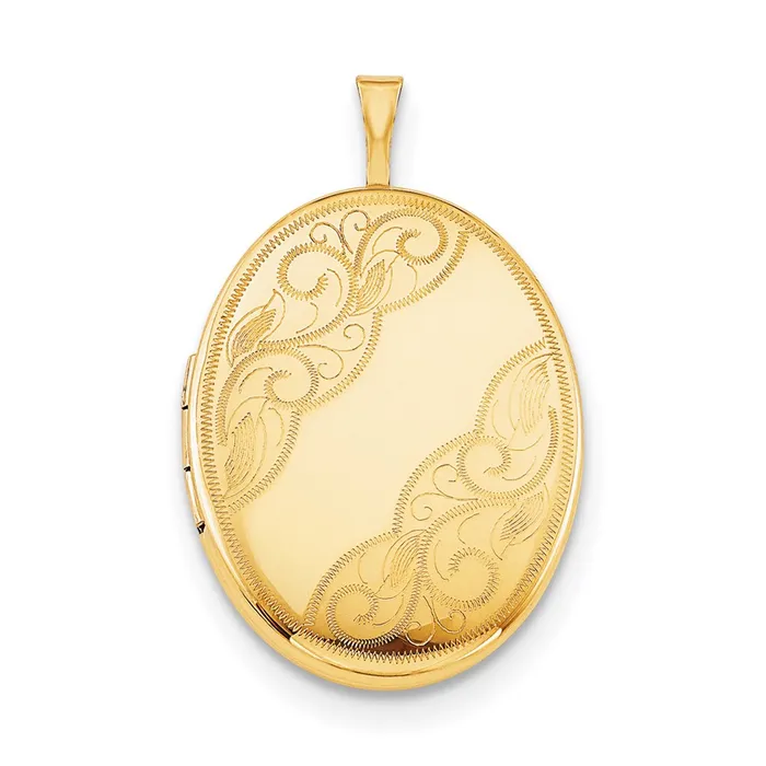 Necklaces WB Choice Jewelry 120 Gold Filled 26mm Swirled Oval Locket NecklaceWBCQLS29518 Necklaces WB Choice Jewelry 120 Gold Filled 26mm Swirled Oval Locket NecklaceWBCQLS29518