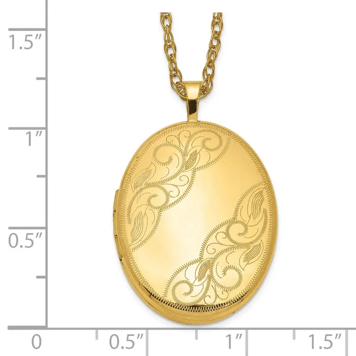 Necklaces WB Choice Jewelry 120 Gold Filled 26mm Swirled Oval Locket NecklaceWBCQLS29518 Necklaces WB Choice Jewelry 120 Gold Filled 26mm Swirled Oval Locket NecklaceWBCQLS29518