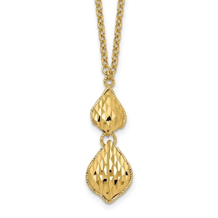 Necklaces WB Choice Jewelry 14k Fancy Diamondcut Y Drop 17in w1in Ext NecklaceWBCSF292417 Necklaces WB Choice Jewelry 14k Fancy Diamondcut Y Drop 17in w1in Ext NecklaceWBCSF292417