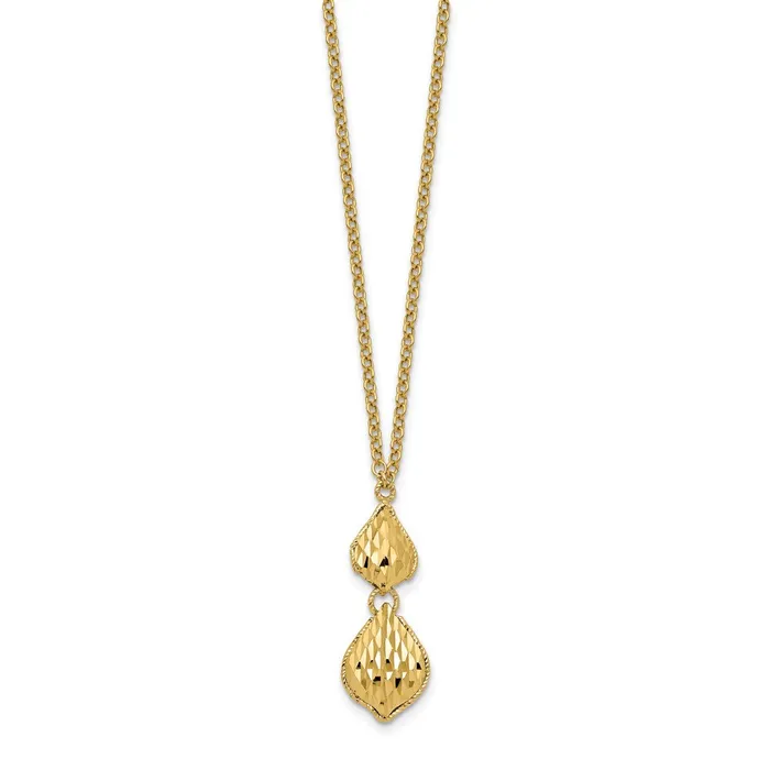Necklaces WB Choice Jewelry 14k Fancy Diamondcut Y Drop 17in w1in Ext NecklaceWBCSF292417 Necklaces WB Choice Jewelry 14k Fancy Diamondcut Y Drop 17in w1in Ext NecklaceWBCSF292417