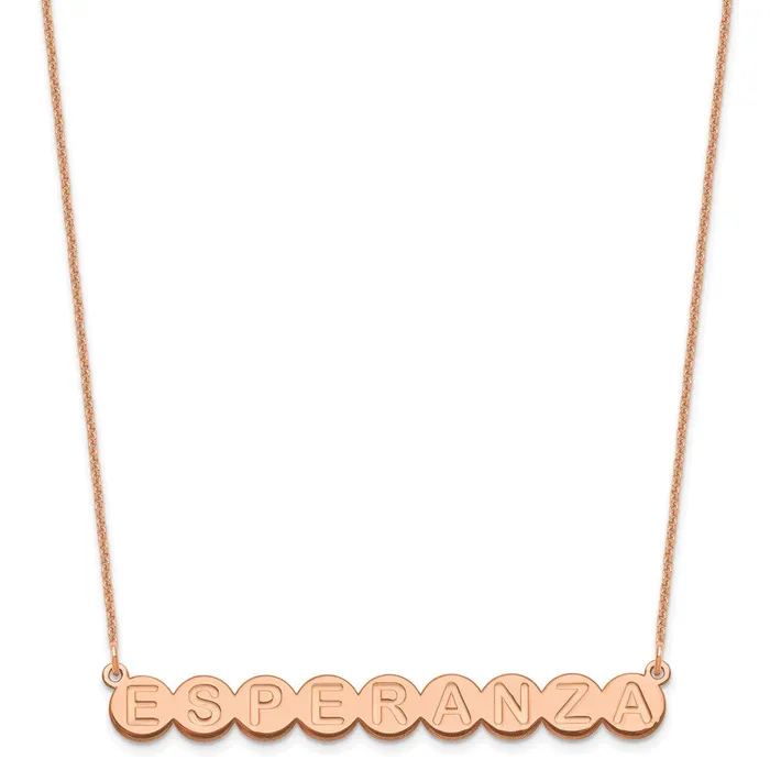 Necklaces WB Choice Jewelry 14K Rose Gold 9 Letter Bubble NecklaceWBCXNA1317R Necklaces WB Choice Jewelry 14K Rose Gold 9 Letter Bubble NecklaceWBCXNA1317R