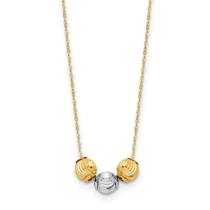 Necklaces WB Choice Jewelry 14K Twotone Polished DC Beads 17in NecklaceWBCSF288717 Necklaces WB Choice Jewelry 14K Twotone Polished DC Beads 17in NecklaceWBCSF288717