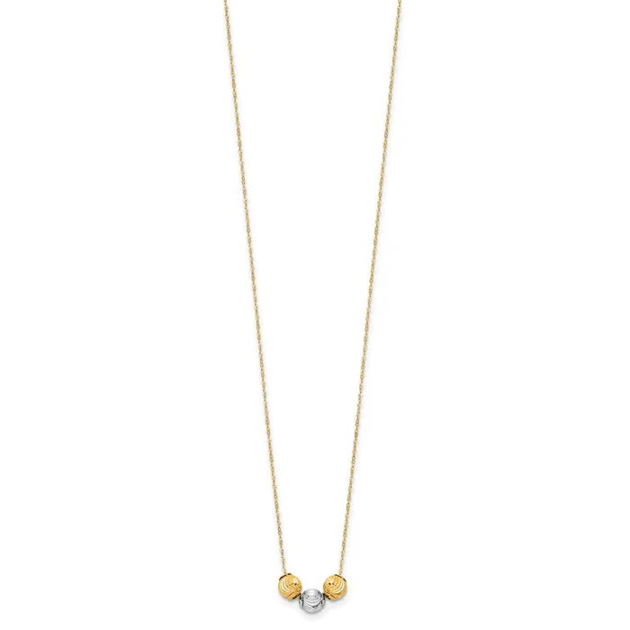 Necklaces WB Choice Jewelry 14K Twotone Polished DC Beads 17in NecklaceWBCSF288717 Necklaces WB Choice Jewelry 14K Twotone Polished DC Beads 17in NecklaceWBCSF288717