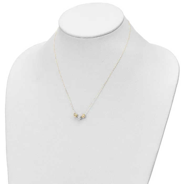 Necklaces WB Choice Jewelry 14K Twotone Polished DC Beads 17in NecklaceWBCSF288717 Necklaces WB Choice Jewelry 14K Twotone Polished DC Beads 17in NecklaceWBCSF288717