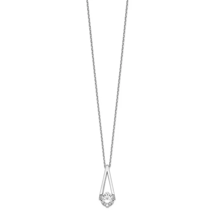Necklaces WB Choice Jewelry Cheryl M Sterling Silver Rhodiumplated CZ Fancy V w 2in ext NecklaceWBCQCM155116 Necklaces WB Choice Jewelry Cheryl M Sterling Silver Rhodiumplated CZ Fancy V w 2in ext NecklaceWBCQCM155116