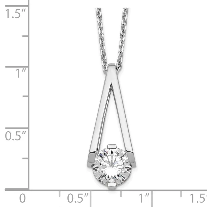 Necklaces WB Choice Jewelry Cheryl M Sterling Silver Rhodiumplated CZ Fancy V w 2in ext NecklaceWBCQCM155116 Necklaces WB Choice Jewelry Cheryl M Sterling Silver Rhodiumplated CZ Fancy V w 2in ext NecklaceWBCQCM155116