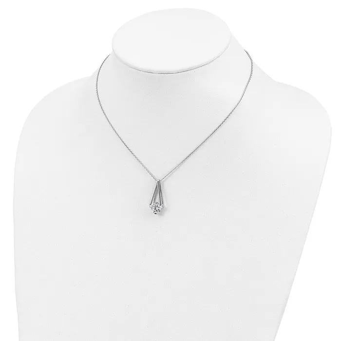 Necklaces WB Choice Jewelry Cheryl M Sterling Silver Rhodiumplated CZ Fancy V w 2in ext NecklaceWBCQCM155116 Necklaces WB Choice Jewelry Cheryl M Sterling Silver Rhodiumplated CZ Fancy V w 2in ext NecklaceWBCQCM155116