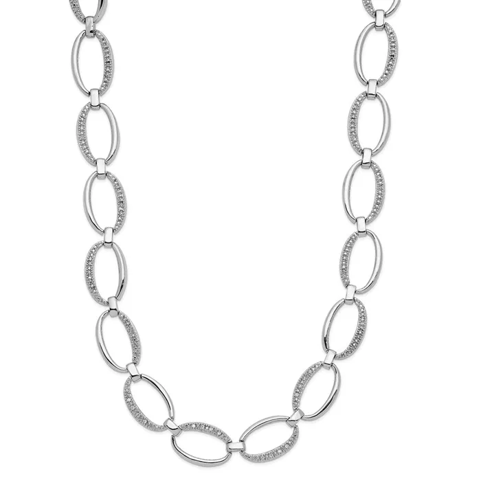 Necklaces WB Choice Jewelry Cheryl M Sterling Silver Rhodiumplated CZ Oval 18in w1 in ext NecklaceWBCQCM143818 Necklaces WB Choice Jewelry Cheryl M Sterling Silver Rhodiumplated CZ Oval 18in w1 in ext NecklaceWBCQCM143818