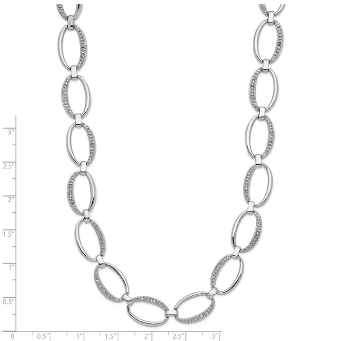 Necklaces WB Choice Jewelry Cheryl M Sterling Silver Rhodiumplated CZ Oval 18in w1 in ext NecklaceWBCQCM143818 Necklaces WB Choice Jewelry Cheryl M Sterling Silver Rhodiumplated CZ Oval 18in w1 in ext NecklaceWBCQCM143818