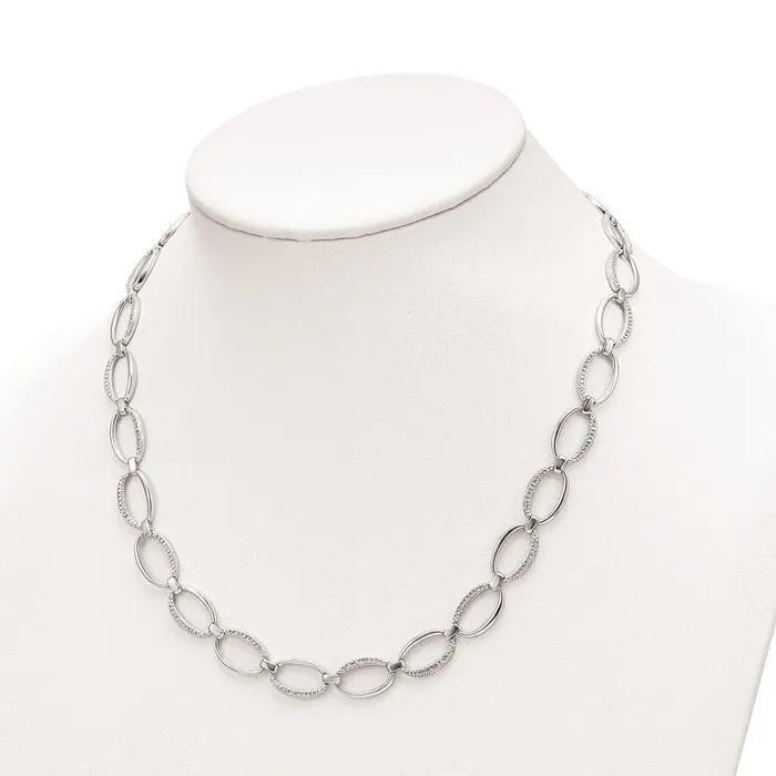 Necklaces WB Choice Jewelry Cheryl M Sterling Silver Rhodiumplated CZ Oval 18in w1 in ext NecklaceWBCQCM143818 Necklaces WB Choice Jewelry Cheryl M Sterling Silver Rhodiumplated CZ Oval 18in w1 in ext NecklaceWBCQCM143818