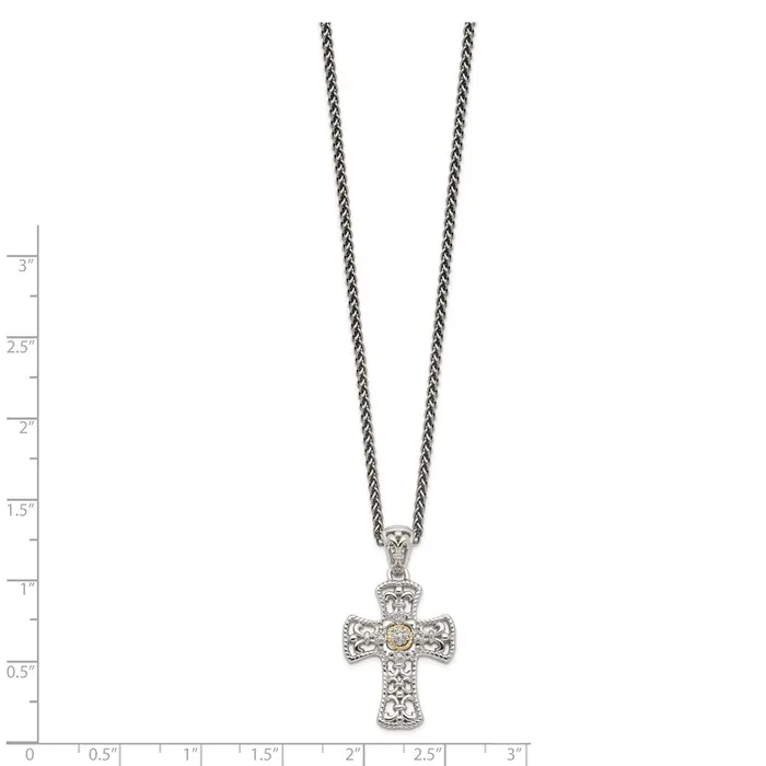 Necklaces WB Choice Jewelry Sterling Silver w14k Diamond Cross NecklaceWBCQTC1170 Necklaces WB Choice Jewelry Sterling Silver w14k Diamond Cross NecklaceWBCQTC1170