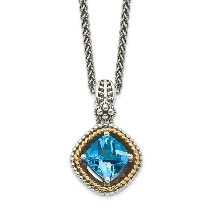 Necklaces WB Choice Jewelry Sterling Silver w14k Swiss Blue Topaz NecklaceWBCQTC357 Necklaces WB Choice Jewelry Sterling Silver w14k Swiss Blue Topaz NecklaceWBCQTC357