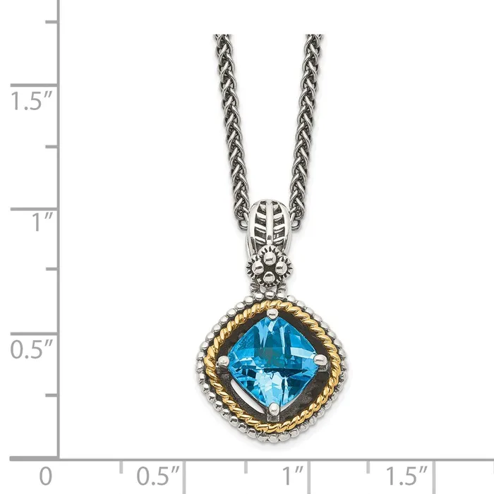 Necklaces WB Choice Jewelry Sterling Silver w14k Swiss Blue Topaz NecklaceWBCQTC357 Necklaces WB Choice Jewelry Sterling Silver w14k Swiss Blue Topaz NecklaceWBCQTC357
