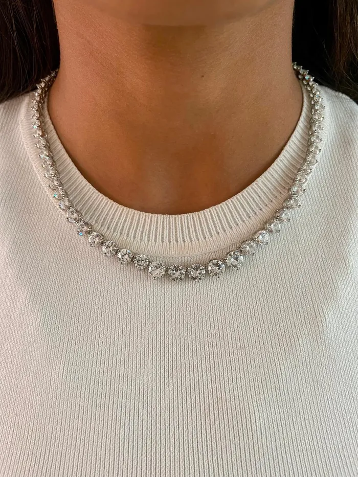 PRERTO ECOMMERCE PRIVATE LIMITED Diamond Single Layer Tennis Necklace Set Necklace Earrings Necklaces PRERTO ECOMMERCE PRIVATE LIMITED Diamond Single Layer Tennis Necklace Set Necklace Earrings Necklaces