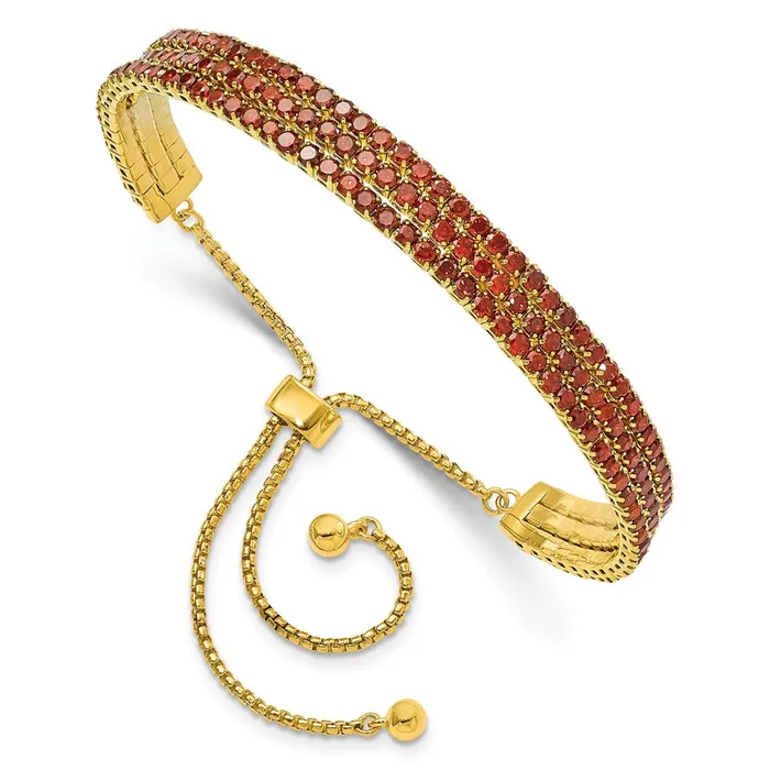 SS Gold Tone January Red Triple CZ Adjustable BraceletWBCQG5697JAN WB Choice Jewelry Bracelets SS Gold Tone January Red Triple CZ Adjustable BraceletWBCQG5697JAN WB Choice Jewelry Bracelets