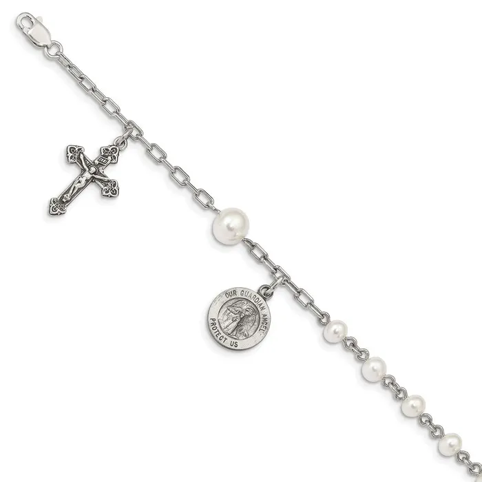 Sterling Silver FW Cultured Pearl Rosary BraceletWBCQH9807 WB Choice Jewelry Bracelets Sterling Silver FW Cultured Pearl Rosary BraceletWBCQH9807 WB Choice Jewelry Bracelets