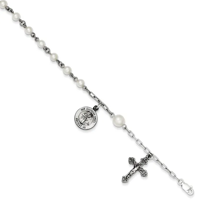 Sterling Silver FW Cultured Pearl Rosary BraceletWBCQH9807 WB Choice Jewelry Bracelets Sterling Silver FW Cultured Pearl Rosary BraceletWBCQH9807 WB Choice Jewelry Bracelets