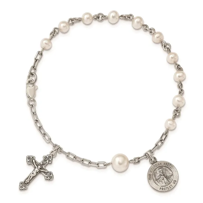 Sterling Silver FW Cultured Pearl Rosary BraceletWBCQH9807 WB Choice Jewelry Bracelets Sterling Silver FW Cultured Pearl Rosary BraceletWBCQH9807 WB Choice Jewelry Bracelets
