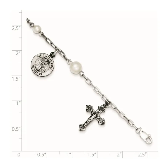 Sterling Silver FW Cultured Pearl Rosary BraceletWBCQH9807 WB Choice Jewelry Bracelets Sterling Silver FW Cultured Pearl Rosary BraceletWBCQH9807 WB Choice Jewelry Bracelets