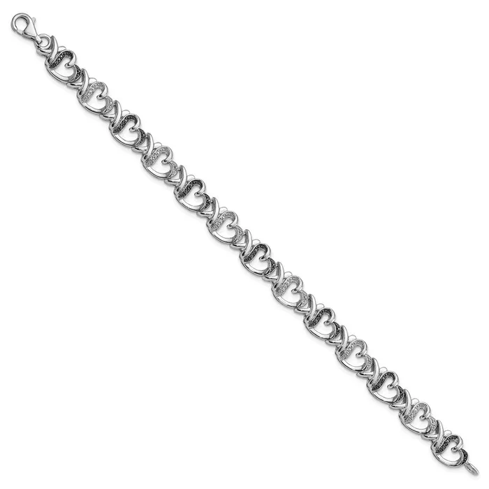 Sterling Silver Rhod Plated Black White Diamond BraceletWBCQDX1212 WB Choice Jewelry Bracelets Sterling Silver Rhod Plated Black White Diamond BraceletWBCQDX1212 WB Choice Jewelry Bracelets