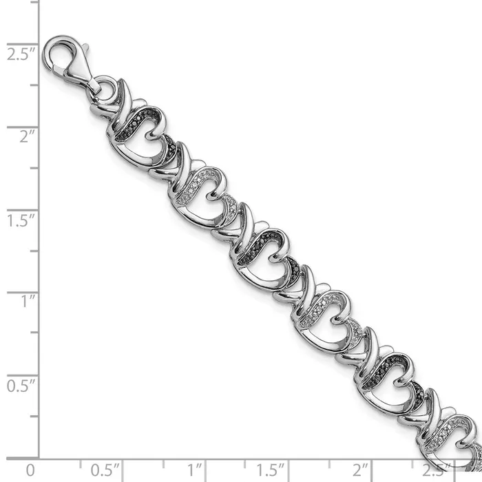 Sterling Silver Rhod Plated Black White Diamond BraceletWBCQDX1212 WB Choice Jewelry Bracelets Sterling Silver Rhod Plated Black White Diamond BraceletWBCQDX1212 WB Choice Jewelry Bracelets