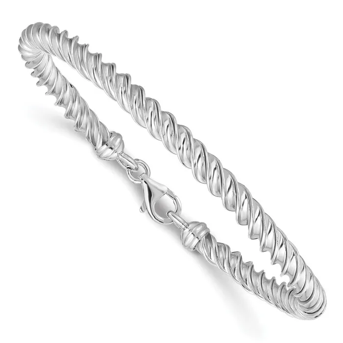 Sterling Silver Rhodiumplated 5mm Twisted 7inch BraceletWBCQB10907 WB Choice Jewelry Bracelets Sterling Silver Rhodiumplated 5mm Twisted 7inch BraceletWBCQB10907 WB Choice Jewelry Bracelets