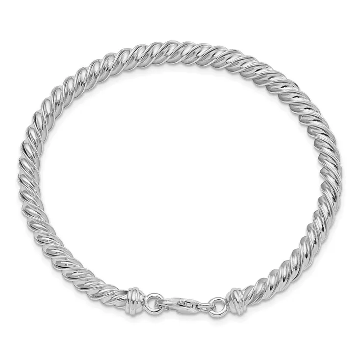 Sterling Silver Rhodiumplated 5mm Twisted 7inch BraceletWBCQB10907 WB Choice Jewelry Bracelets Sterling Silver Rhodiumplated 5mm Twisted 7inch BraceletWBCQB10907 WB Choice Jewelry Bracelets