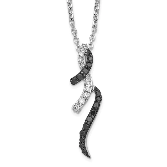 Sterling Silver Rhodium Plated Black White Diamond Pendant NecklaceWBCQP3841 WB Choice Jewelry Necklaces Sterling Silver Rhodium Plated Black White Diamond Pendant NecklaceWBCQP3841 WB Choice Jewelry Necklaces