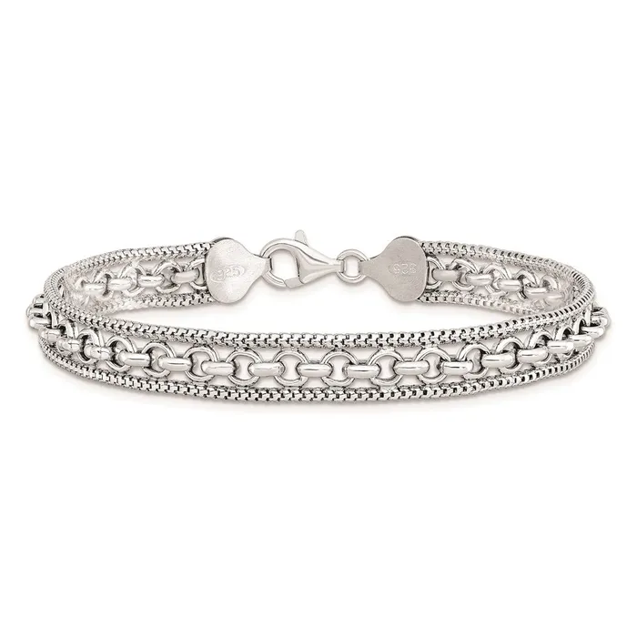 Sterling Silver Rhodiumplated Polished BraceletWBCQG587575 WB Choice Jewelry Bracelets Sterling Silver Rhodiumplated Polished BraceletWBCQG587575 WB Choice Jewelry Bracelets