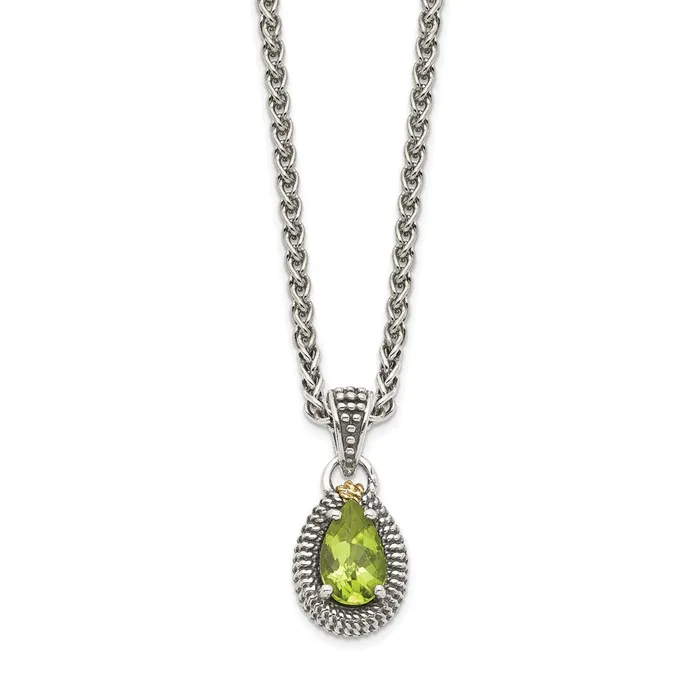 Sterling Silver w14ky Peridot Pear Shaped NecklaceWBCQTC1466 WB Choice Jewelry Necklaces Sterling Silver w14ky Peridot Pear Shaped NecklaceWBCQTC1466 WB Choice Jewelry Necklaces