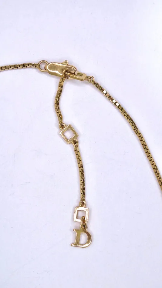 Vintage by Misty Necklaces CHRISTIAN DIOR Dog Tag Charm Logo Necklace Galliano Era Vintage by Misty Necklaces CHRISTIAN DIOR Dog Tag Charm Logo Necklace Galliano Era