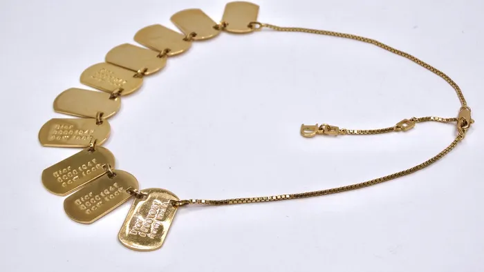 Vintage by Misty Necklaces CHRISTIAN DIOR Dog Tag Charm Logo Necklace Galliano Era Vintage by Misty Necklaces CHRISTIAN DIOR Dog Tag Charm Logo Necklace Galliano Era