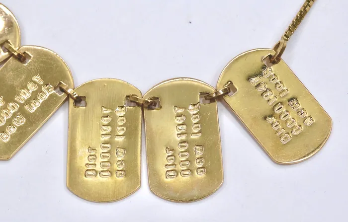 Vintage by Misty Necklaces CHRISTIAN DIOR Dog Tag Charm Logo Necklace Galliano Era Vintage by Misty Necklaces CHRISTIAN DIOR Dog Tag Charm Logo Necklace Galliano Era