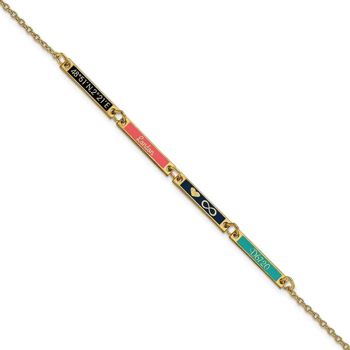WB Choice Jewelry Bracelets 10KY Brushed Epoxied 4 Station BraceletWBC10XNA11834Y WB Choice Jewelry Bracelets 10KY Brushed Epoxied 4 Station BraceletWBC10XNA11834Y