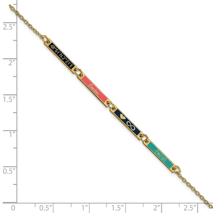WB Choice Jewelry Bracelets 10KY Brushed Epoxied 4 Station BraceletWBC10XNA11834Y WB Choice Jewelry Bracelets 10KY Brushed Epoxied 4 Station BraceletWBC10XNA11834Y