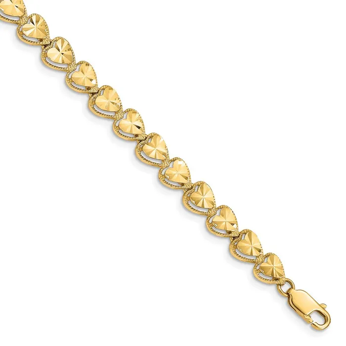 WB Choice Jewelry Bracelets 14K Diamond Cut Heart BraceletWBCFB11907