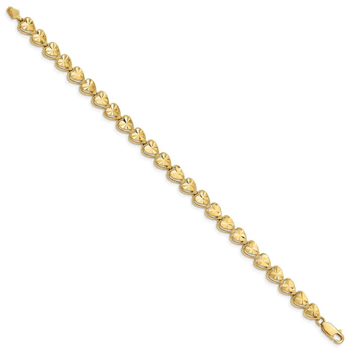 WB Choice Jewelry Bracelets 14K Diamond Cut Heart BraceletWBCFB11907 WB Choice Jewelry Bracelets 14K Diamond Cut Heart BraceletWBCFB11907
