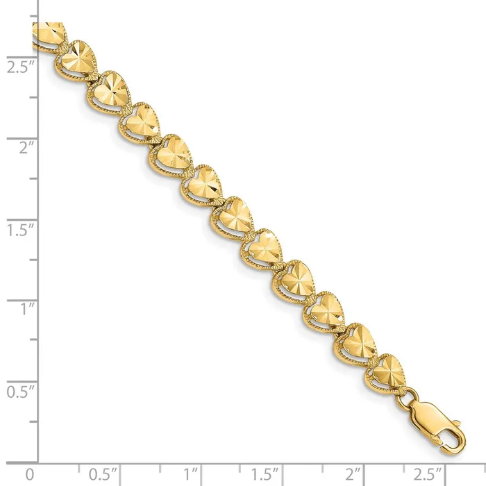 WB Choice Jewelry Bracelets 14K Diamond Cut Heart BraceletWBCFB11907 WB Choice Jewelry Bracelets 14K Diamond Cut Heart BraceletWBCFB11907