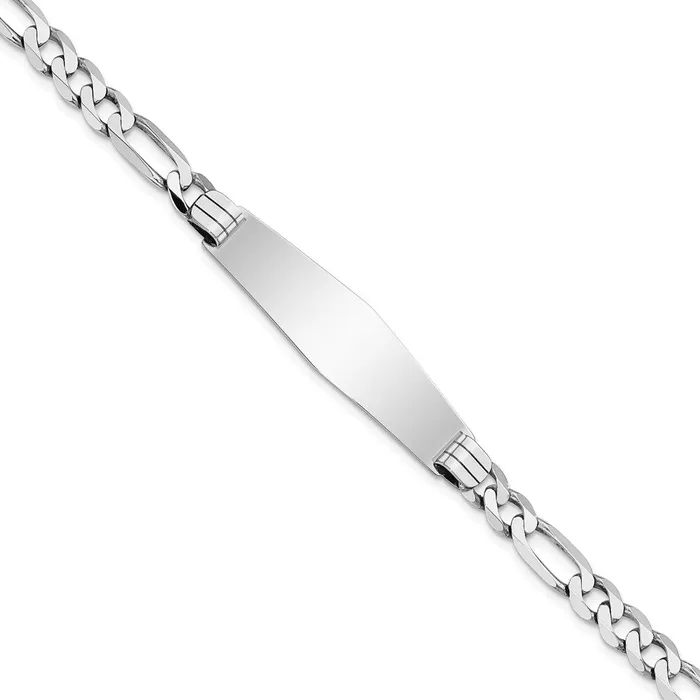 WB Choice Jewelry Bracelets 14k WG Figaro Link Soft Diamond Shape ID BraceletWBCFIG160IDCW8 WB Choice Jewelry Bracelets 14k WG Figaro Link Soft Diamond Shape ID BraceletWBCFIG160IDCW8