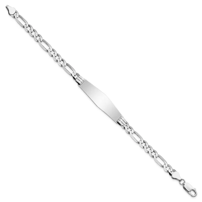 WB Choice Jewelry Bracelets 14k WG Figaro Link Soft Diamond Shape ID BraceletWBCFIG160IDCW8 WB Choice Jewelry Bracelets 14k WG Figaro Link Soft Diamond Shape ID BraceletWBCFIG160IDCW8