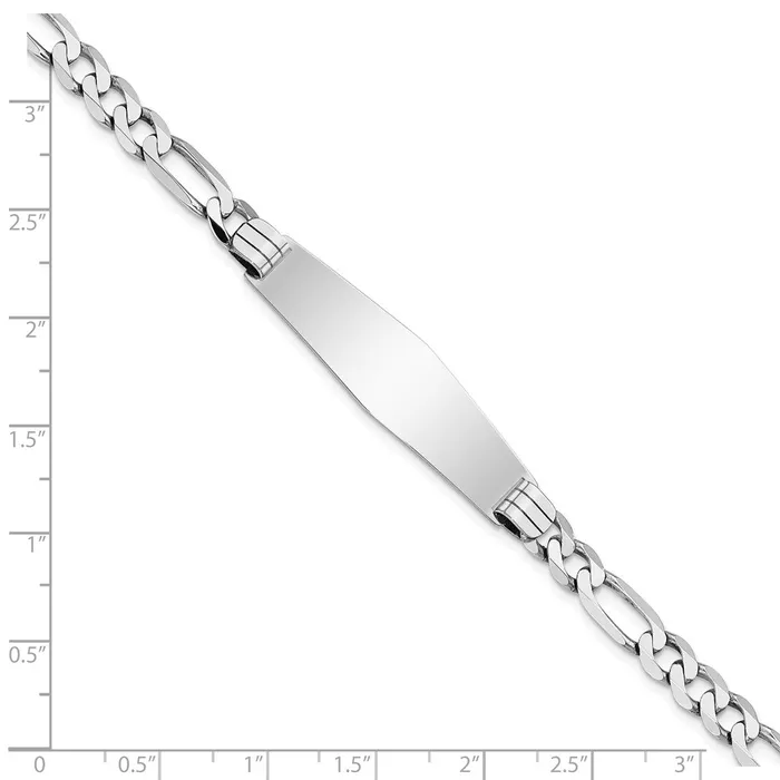WB Choice Jewelry Bracelets 14k WG Figaro Link Soft Diamond Shape ID BraceletWBCFIG160IDCW8 WB Choice Jewelry Bracelets 14k WG Figaro Link Soft Diamond Shape ID BraceletWBCFIG160IDCW8