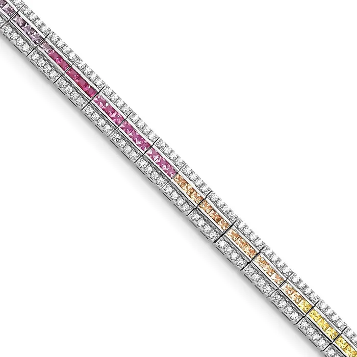 WB Choice Jewelry Bracelets Sterling Silver Rhodiumplated ChannelSet Colorful Clear CZ BraceletWBCQG5667725 WB Choice Jewelry Bracelets Sterling Silver Rhodiumplated ChannelSet Colorful Clear CZ BraceletWBCQG5667725