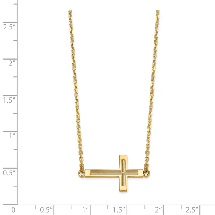 WB Choice Jewelry Necklaces 14k Sideways Cutout Cross NecklaceWBCSF209619 WB Choice Jewelry Necklaces 14k Sideways Cutout Cross NecklaceWBCSF209619
