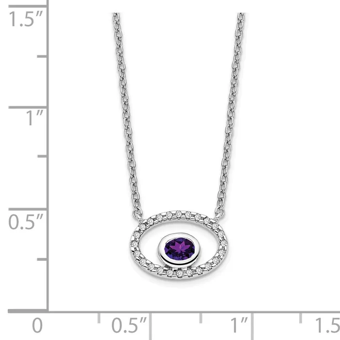 WB Choice Jewelry Necklaces 14k White Gold Oval Amethyst and Diamond 18in NecklaceWBCPM7135AM007WA WB Choice Jewelry Necklaces 14k White Gold Oval Amethyst and Diamond 18in NecklaceWBCPM7135AM007WA