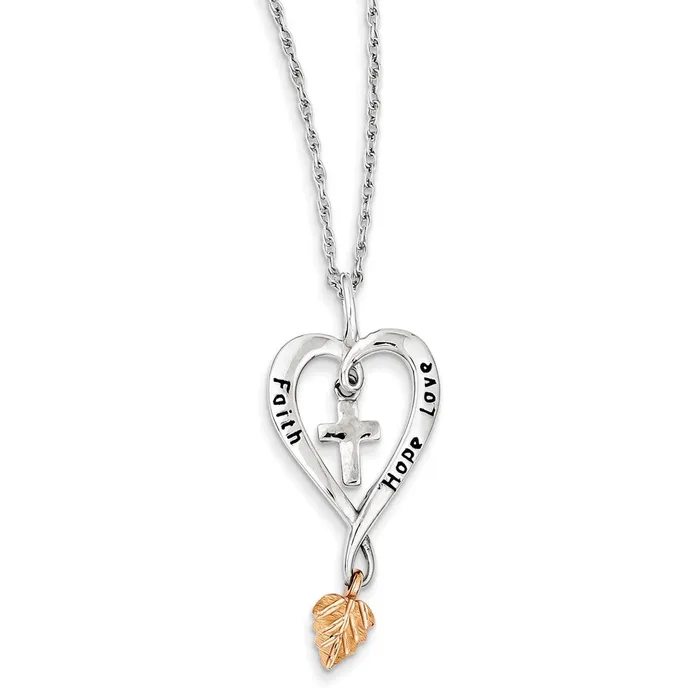 WB Choice Jewelry Necklaces Sterling Silver 12K Rose Leaf Faith Hope Love Heart NecklaceWBCQBH18018 WB Choice Jewelry Necklaces Sterling Silver 12K Rose Leaf Faith Hope Love Heart NecklaceWBCQBH18018