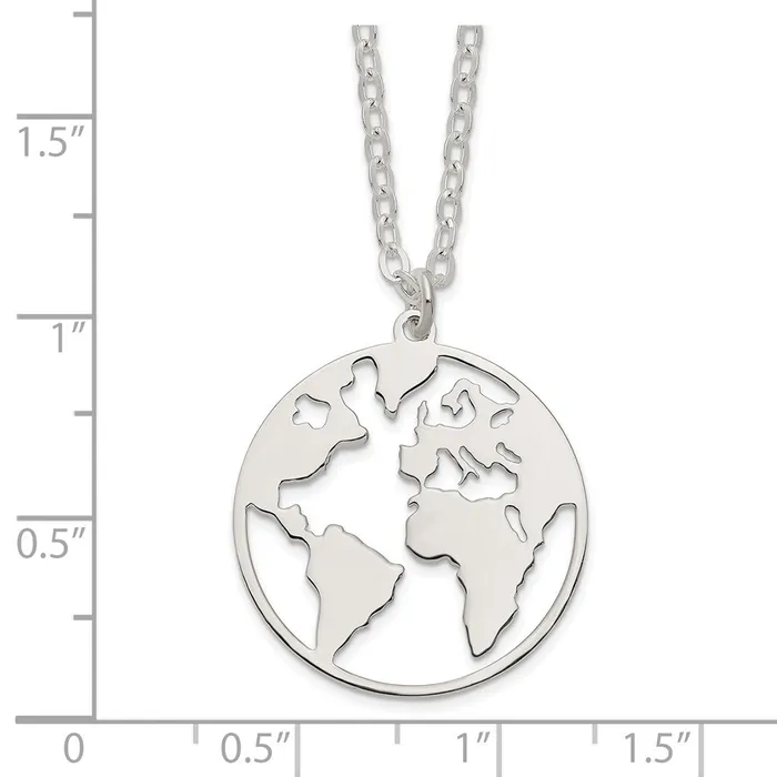 WB Choice Jewelry Necklaces Sterling Silver PolishedSatin World w75 in ext NecklaceWBCQG620217 WB Choice Jewelry Necklaces Sterling Silver PolishedSatin World w75 in ext NecklaceWBCQG620217