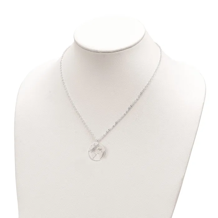 WB Choice Jewelry Necklaces Sterling Silver PolishedSatin World w75 in ext NecklaceWBCQG620217 WB Choice Jewelry Necklaces Sterling Silver PolishedSatin World w75 in ext NecklaceWBCQG620217
